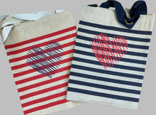 Load image into Gallery viewer, Heart Striped Jumbo Jute Bag