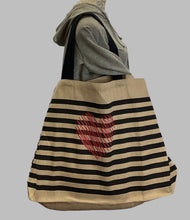 Load image into Gallery viewer, Heart Striped Jumbo Jute Bag