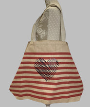 Load image into Gallery viewer, Heart Striped Jumbo Jute Bag