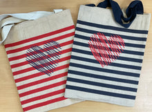 Load image into Gallery viewer, Heart Striped Jumbo Jute Bag
