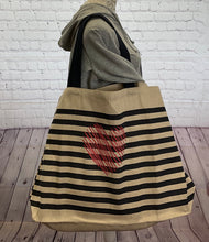 Load image into Gallery viewer, Heart Striped Jumbo Jute Bag
