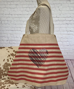 Heart Striped Jumbo Jute Bag