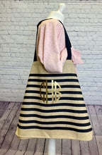 Load image into Gallery viewer, Monogram Striped Jumbo Jute Bag (Custom)
