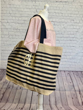 Load image into Gallery viewer, Monogram Striped Jumbo Jute Bag (Custom)
