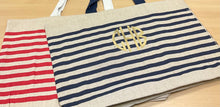 Load image into Gallery viewer, Monogram Striped Jumbo Jute Bag (Custom)
