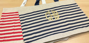 Monogram Striped Jumbo Jute Bag (Custom)