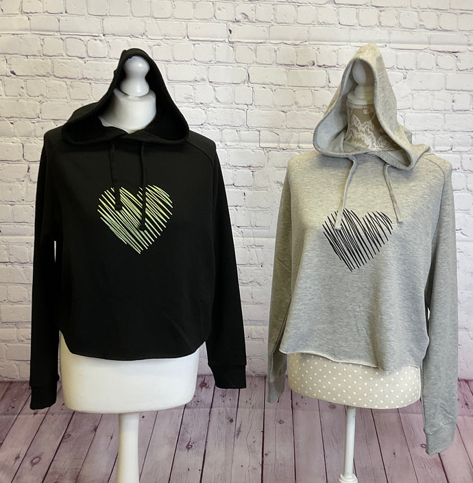 'Heart' Cross Back Cropped Hoodie